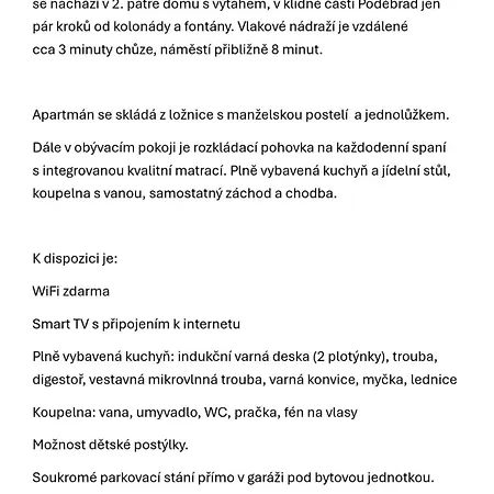 Daire U Fontany 2-free Parking Poděbrady